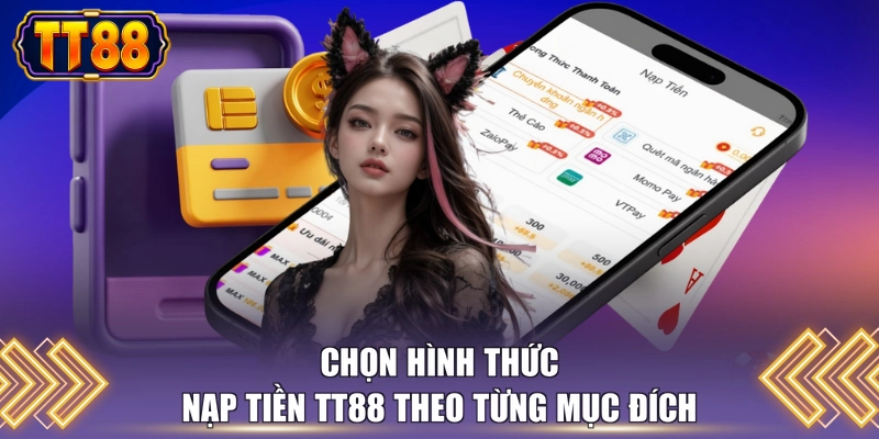 Chọn hình thức nạp tiền TT88 theo từng mục đích